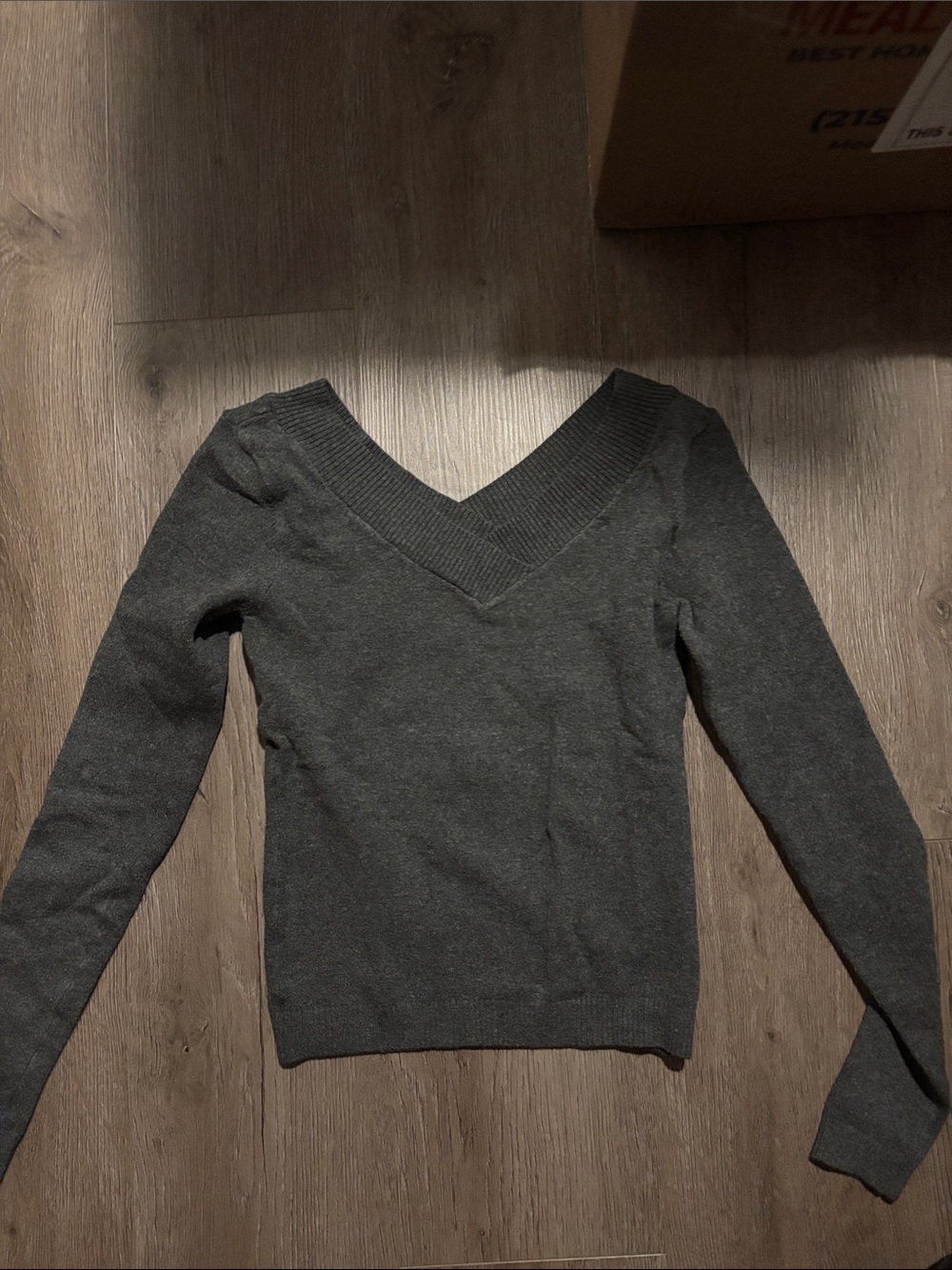 Brandy Melville Charcoal Gray V-Neck Sweater